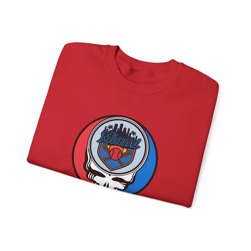 Grateful Dead - Miami Marlins Grateful Dead Stealie Crewneck Sweatshirt - MLB - StealieShop