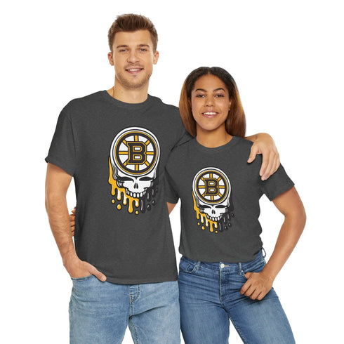 Grateful Dead - Boston Bruins Dripping Stealie Unisex Heavy Cotton Tee - StealieShop