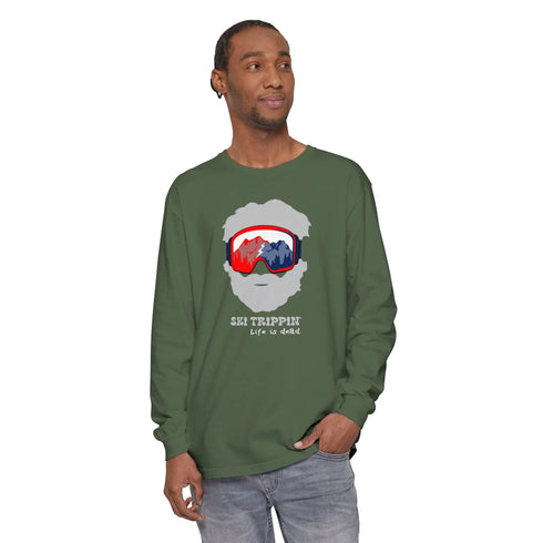 Ski Trippin' Jerry Unisex Garment-dyed Long Sleeve T-Shirt StealieShop