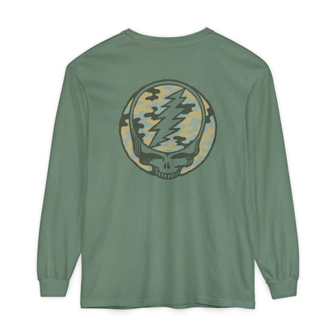 Grateful Dead - Camo Stealie Two-Sided Vineyard Collection Garment-Dyed Long Sleeve - StealieShop