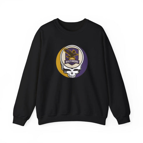 Grateful Dead - Baltimore Ravens Grateful Dead Stealie Crewneck Sweatshirt - NFL - StealieShop