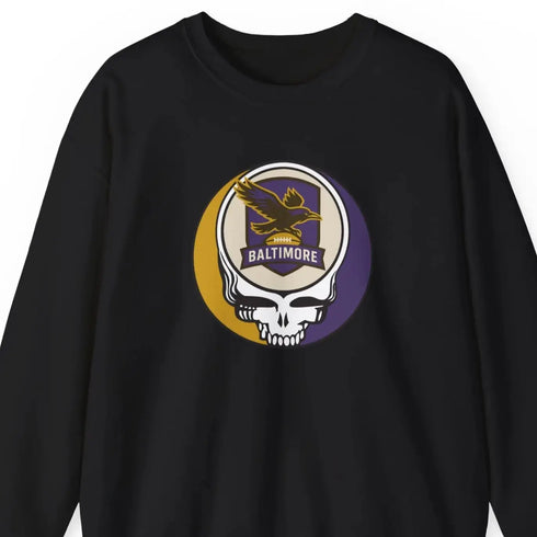 Grateful Dead - Baltimore Ravens Grateful Dead Stealie Crewneck Sweatshirt - NFL - StealieShop
