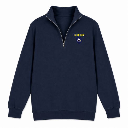Michigan Jerry - Life is dead.® - Premium Grateful Dead Quarter-Zip Pullover - Navy - 4