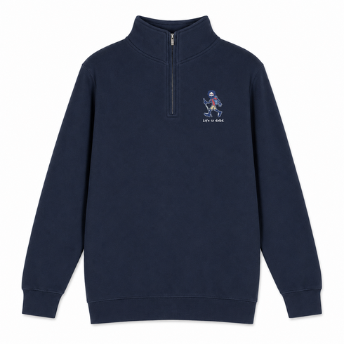 Hikin' Jerry - Life is dead.® - Premium Grateful Dead Quarter-Zip Pullover - Navy - 3