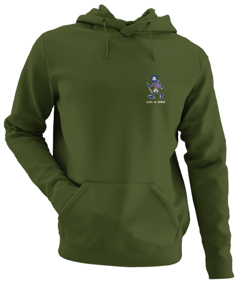 Hikin' Jerry - Life is dead.® - Premium Grateful Dead Left Chest Hoodie - Military Green - 7