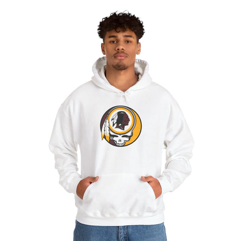 Grateful Dead - Classic Washington Redskins Stealie Grateful Dead Hooded Sweatshirt - NFL Fan Apparel - StealieShop