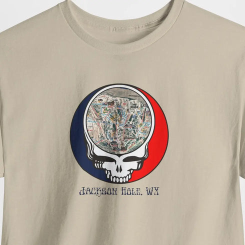Jackson Hole Trail Map Stealie Grateful Dead T-Shirt