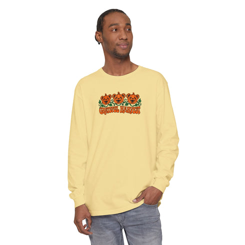 Pumpkin Bears Garment-Dyed Long Sleeve T-Shirt