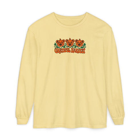 Pumpkin Bears Garment-Dyed Long Sleeve T-Shirt
