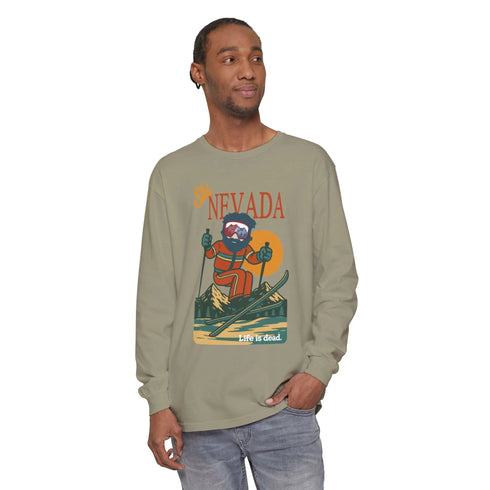 Grateful Dead - Ski Nevada - Life is dead. Mountain Collection Garment-Dyed Long Sleeve T-Shirt - StealieShop