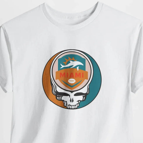 Grateful Dead - The Gridiron Collection: Miami Football Edition Steal Your Face T-Shirt - Football Edition / NFL - StealieShop