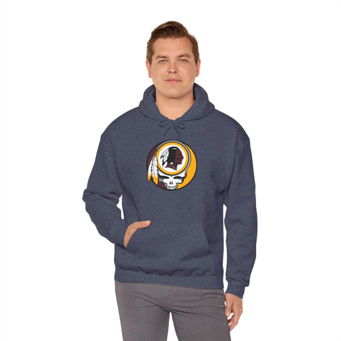 Grateful Dead - Classic Washington Redskins Stealie Grateful Dead Hooded Sweatshirt - NFL Fan Apparel - StealieShop
