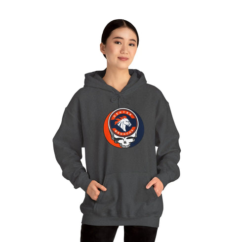 Denver Broncos Grateful Dead Hooded Sweatshirt - NFL Fan Apparel - StealieShop