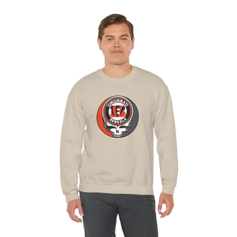 Grateful Dead - Cincinnati Bengals Grateful Dead Stealie Crewneck Sweatshirt - StealieShop