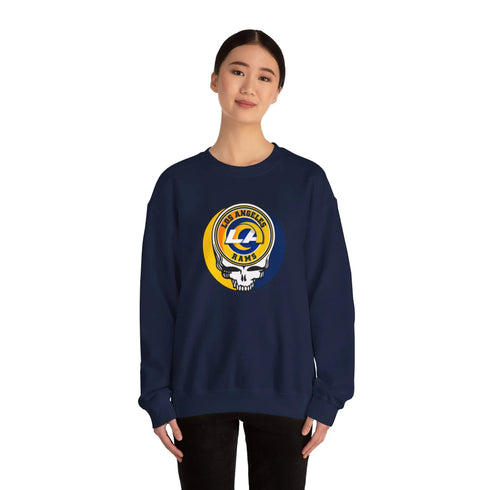 Grateful Dead - Los Angeles Rams Grateful Dead Stealie Crewneck Sweatshirt - StealieShop