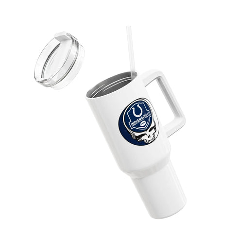 Grateful Dead - Indianapolis Colts Stealie "Fat Man" Tumbler, Double Insulated 40oz Travel Mug - NFL - StealieShop