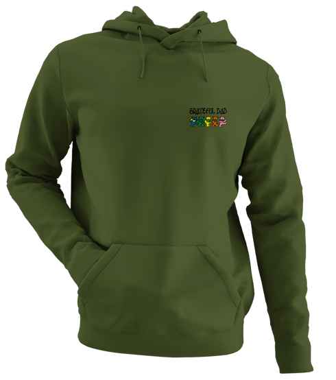 Grateful Dad - Premium Grateful Dead Left Chest Hoodie - Military Green