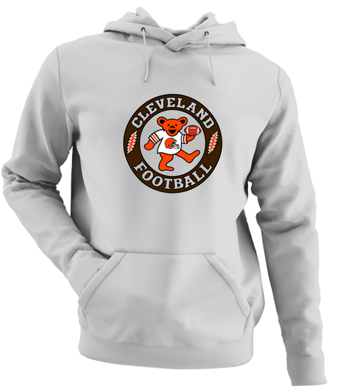 Cleveland Football Dancing Bear - Premium Grateful Dead Hoodie - Sport Grey