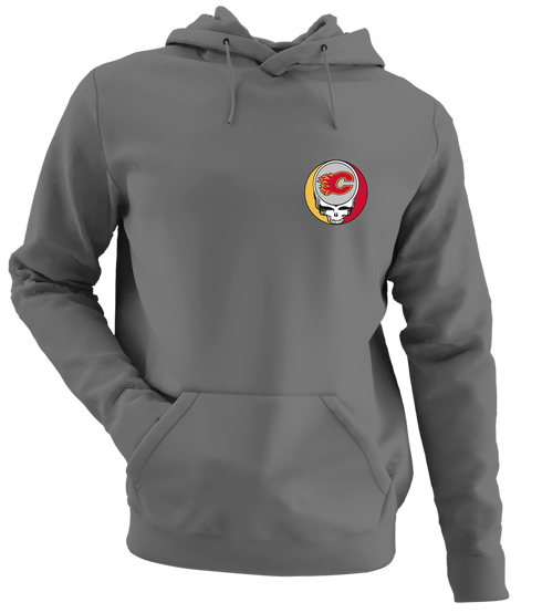 Calgary Flames - Premium Grateful Dead Left Chest Hoodie - Charcoal - 8