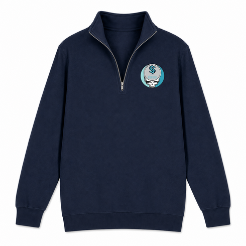 Seattle Kraken - Premium Grateful Dead Quarter-Zip Pullover - Navy - 4