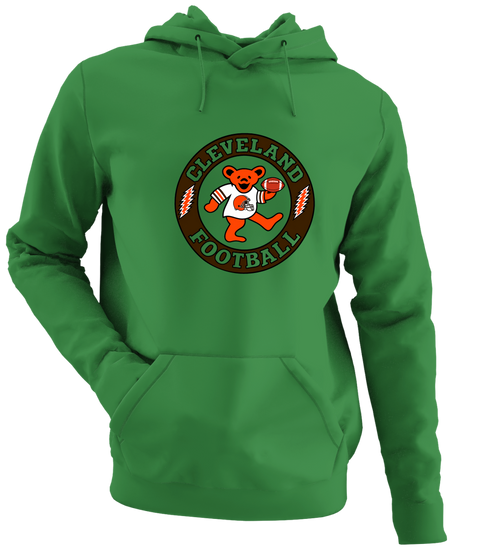 Cleveland Football Dancing Bear - Premium Grateful Dead Hoodie - Irish Green