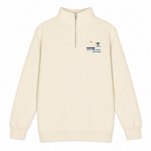 Lake Life Jerry - Life is dead.® - Premium Grateful Dead Quarter-Zip Pullover - Sand - 1