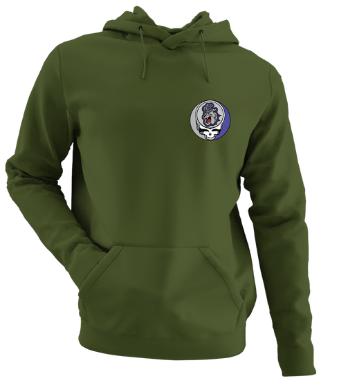 James Madison University - Premium Grateful Dead Left Chest Hoodie - Military Green - 7