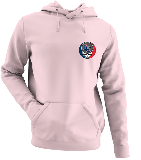 Lewis & Clark University - Premium Grateful Dead Left Chest Hoodie - Light Pink