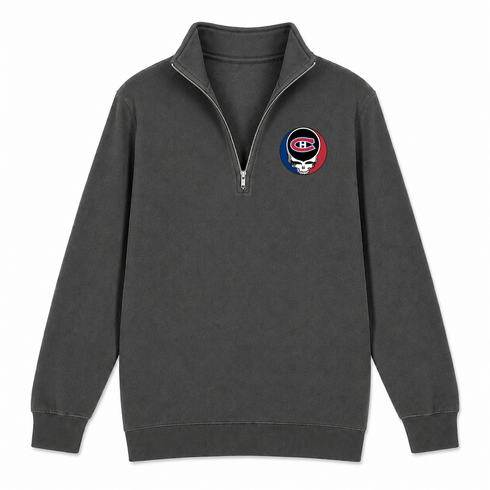 Montreal Canadiens - Premium Grateful Dead Quarter-Zip Pullover - Charcoal - 6
