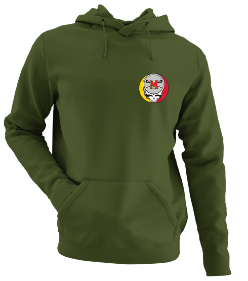 University of Maryland Lacrosse - Premium Grateful Dead Left Chest Hoodie - Military Green