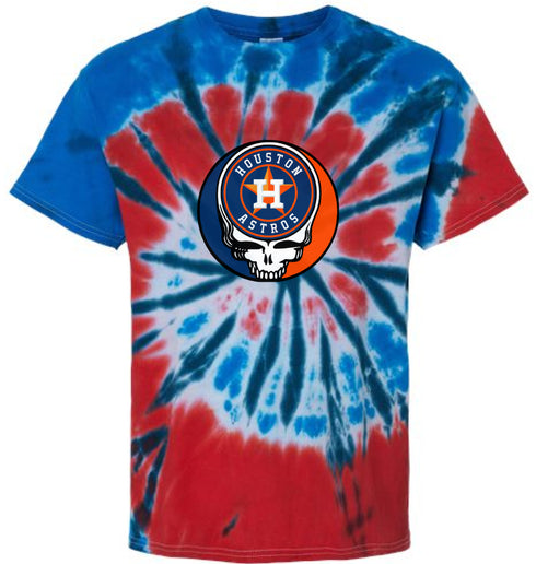 Houston Astros Stealie Tie-Dye Grateful Dead T-Shirt