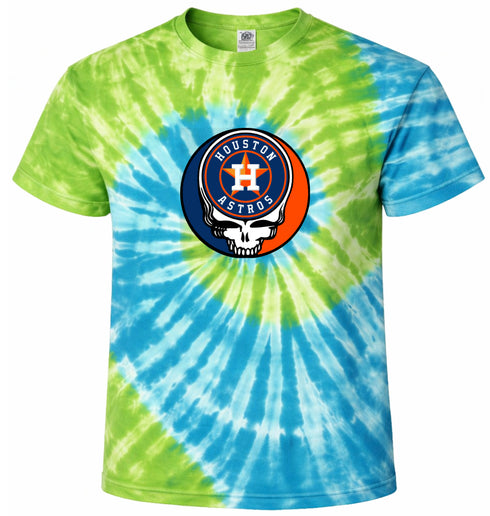 Houston Astros Stealie Tie-Dye Grateful Dead T-Shirt
