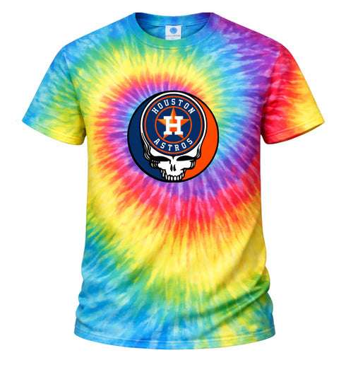 Houston Astros Stealie Tie-Dye Grateful Dead T-Shirt