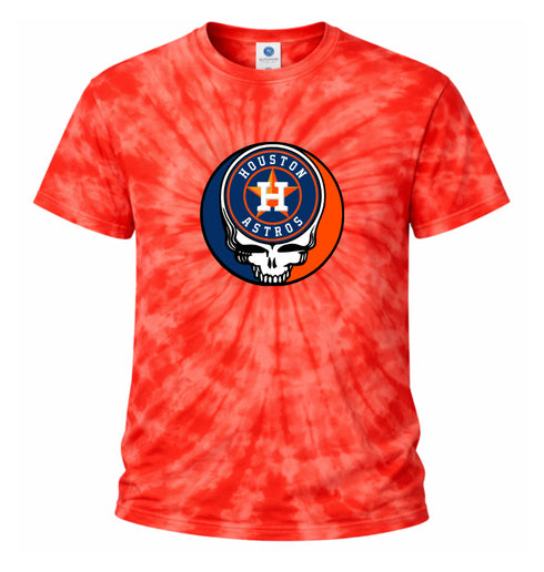 Houston Astros Stealie Tie-Dye Grateful Dead T-Shirt