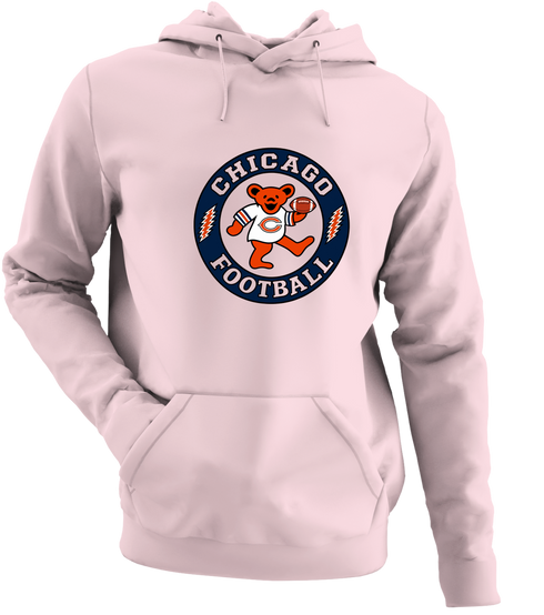 Chicago Football Dancing Bear - Premium Grateful Dead Hoodie - Light Pink