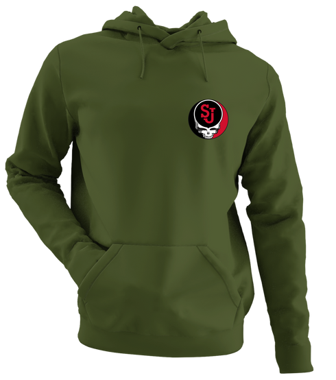 St John's University - Premium Grateful Dead Left Chest Hoodie - Military Green