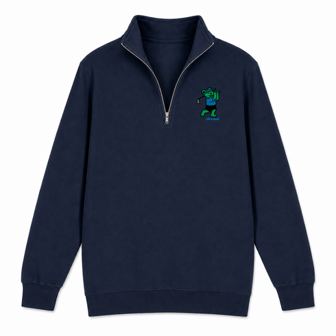 Golfing Bear - Life is dead.® - Premium Grateful Dead Quarter-Zip Pullover - Navy - 4