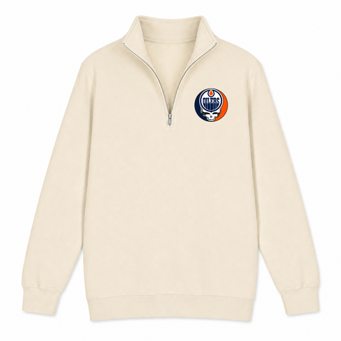 Edmonton Oilers - Premium Grateful Dead Quarter-Zip Pullover - Sand - 2