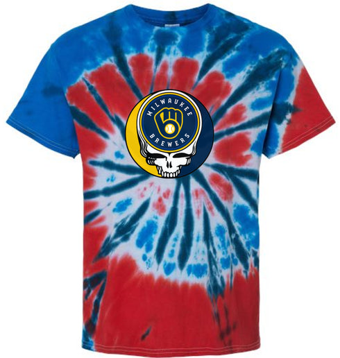 Milwaukee Brewers Stealie Tie-Dye Grateful Dead T-Shirt