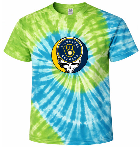 Milwaukee Brewers Stealie Tie-Dye Grateful Dead T-Shirt