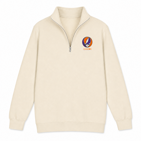 Clemson University - Premium Grateful Dead Quarter-Zip Pullover - Sand - 2