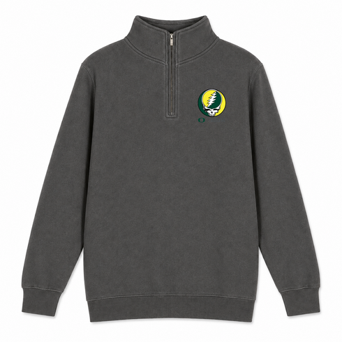 University of Oregon - Premium Grateful Dead Quarter-Zip Pullover - Charcoal - 5