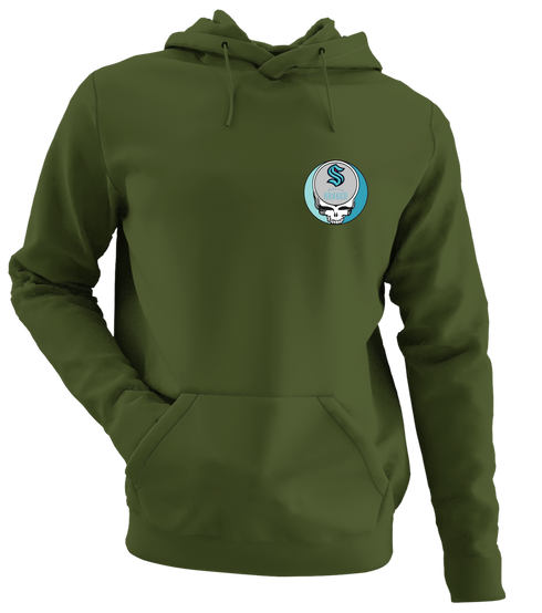 Seattle Kraken - Premium Grateful Dead Left Chest Hoodie - Military Green - 7