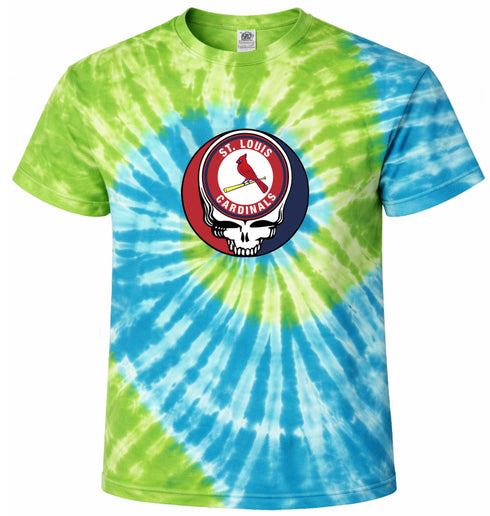 St. Louis Cardinals Stealie Tie-Dye Grateful Dead T-Shirt