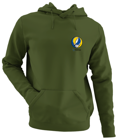 University of Delaware - Premium Grateful Dead Left Chest Hoodie - Military Green