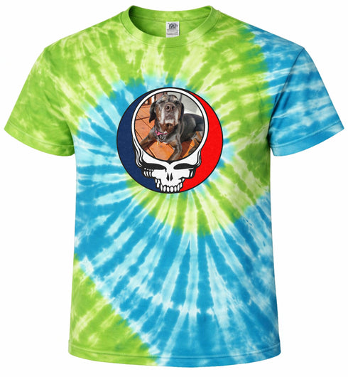 Custom Dog Stealie Tie-Dye Grateful Dead T-Shirt