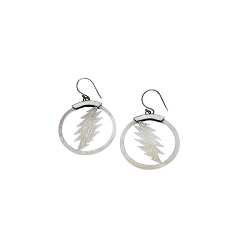 Grateful Dead - 13 Point Lightning Bolt Sterling Silver Mother Of Pearl Drop Earring - StealieShop