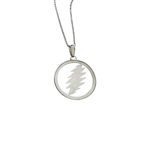 Grateful Dead - 13 Point Lightning Bolt Sterling Silver Mother Of Pearl Necklace - StealieShop