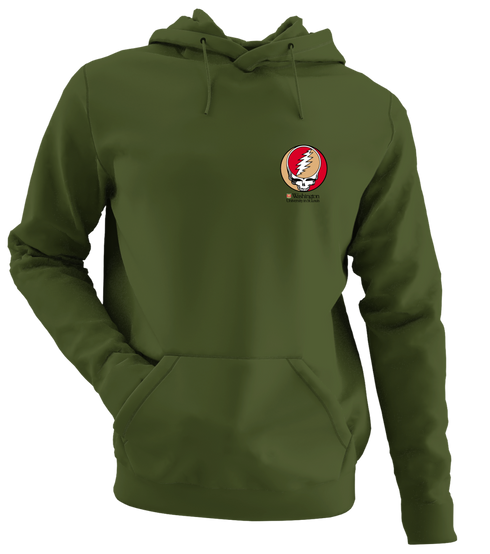 Washington University - Premium Grateful Dead Left Chest Hoodie - Military Green - 7
