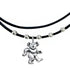 Grateful Dead - Dancing Bear Sterling Silver Beads & Thin Leather Necklace - StealieShop